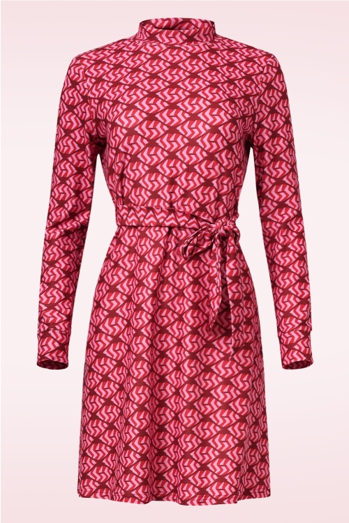 Smashed Lemon - Lovely Lips jurk in rood en roze 2