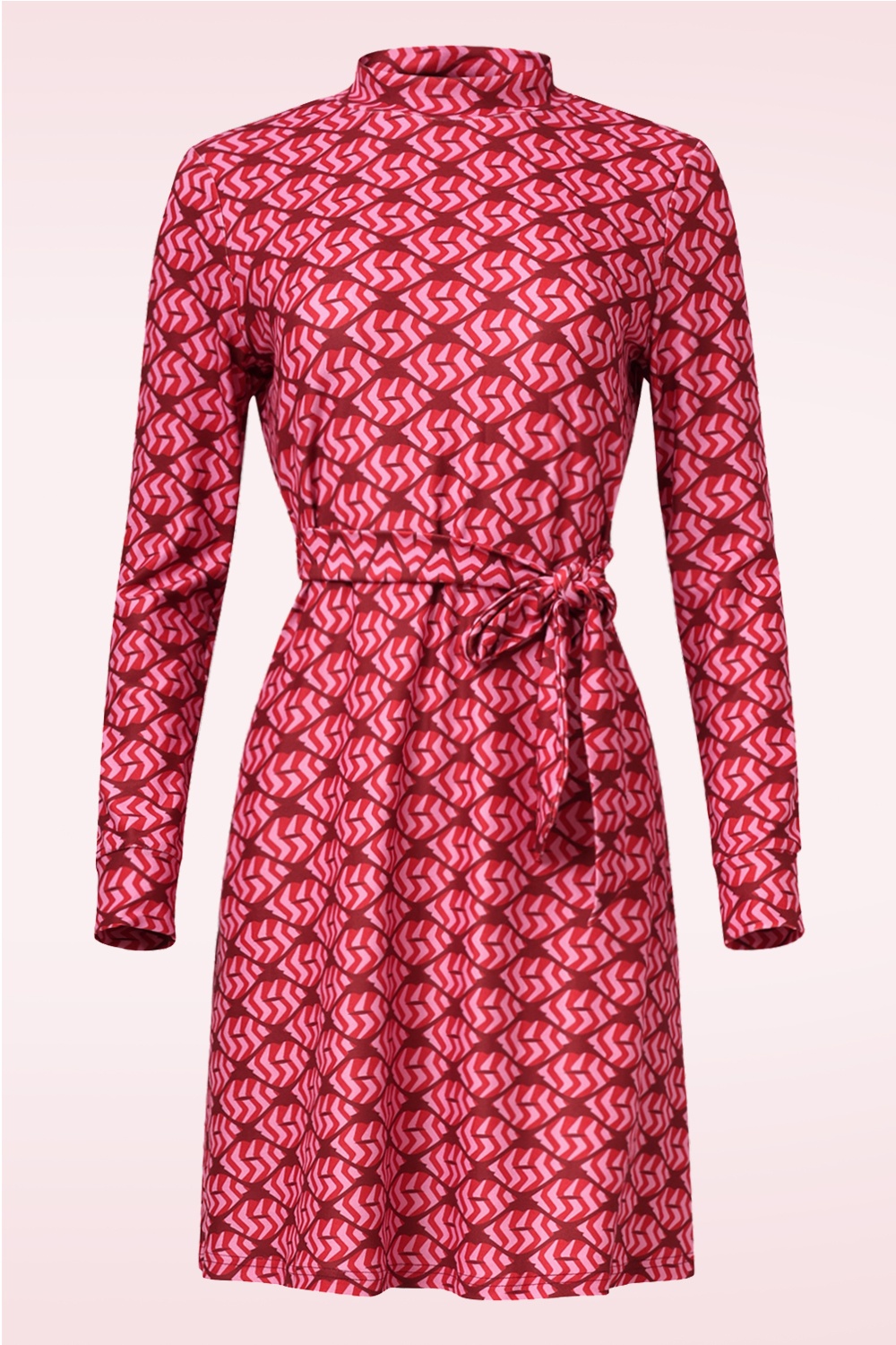 Smashed Lemon - Lovely Lips jurk in rood en roze 2