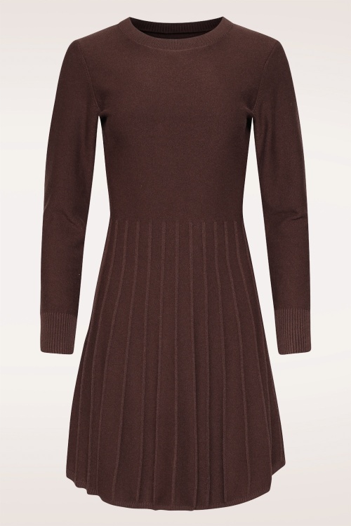 Smashed Lemon - Noelle gebreide a-lijn jurk in bruin 2