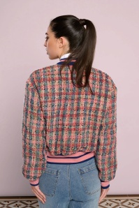Minueto - Romola tweed bomberjack in roze en multi 4