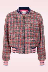 Minueto - Romola tweed bomberjack in roze en multi 2