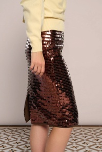 Minueto - Cherry midi rok met pailletten in bruin 3