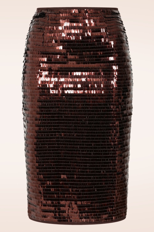 Minueto - Cherry midi rok met pailletten in bruin 2