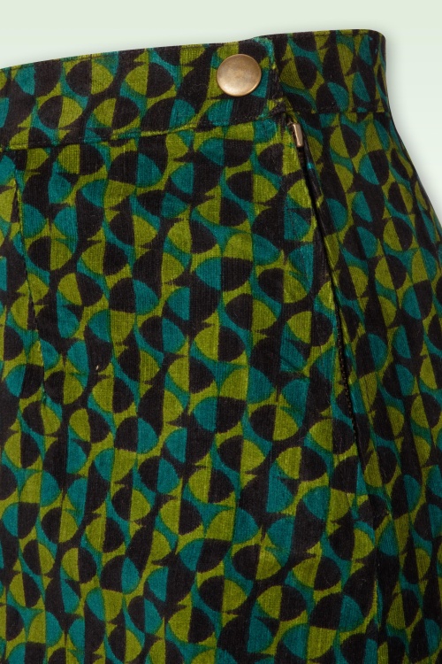 Princesse Nomade  - Linette corduroy rok in nino groen 2