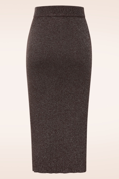 Glamorous - Cocoa Glint gebreide midi rok in bruin 5