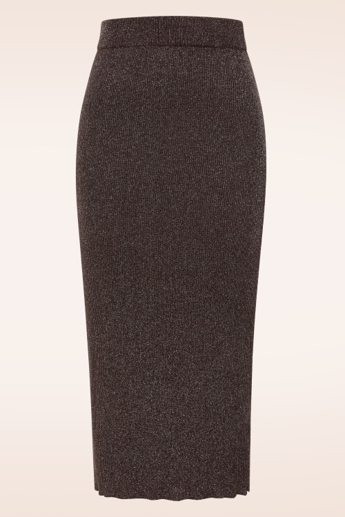 Glamorous - Cocoa Glint gebreide midi rok in bruin 2
