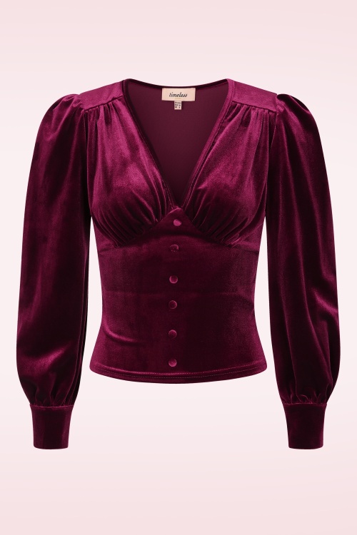Timeless - Malika fluwelen top in bordeauxrood