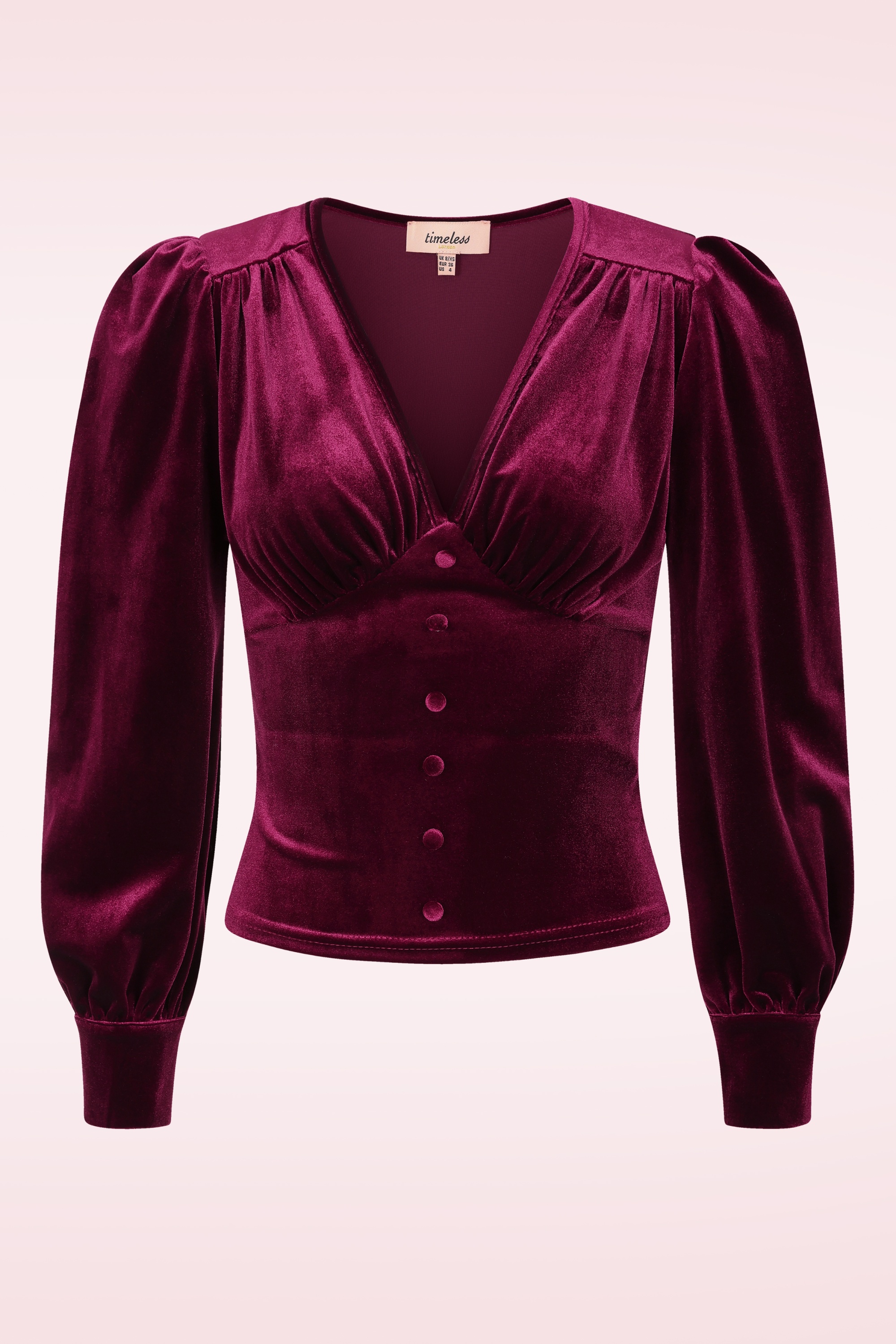 Timeless - Malika fluwelen top in bordeauxrood