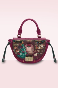 Vendula - Vendula Christmas Library Winged Top Handle tas in bordeauxrood