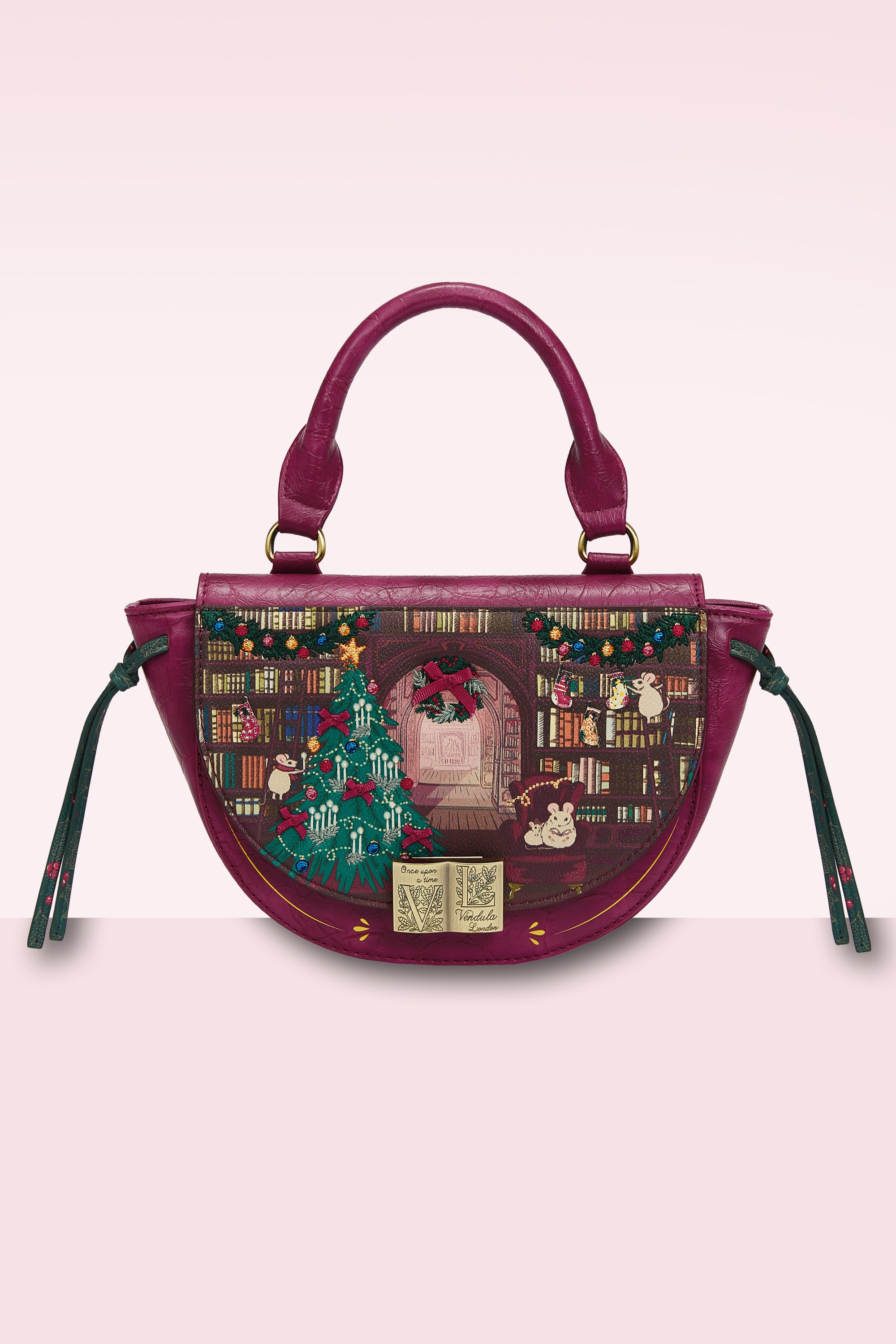 Vendula - Vendula Christmas Library Winged Top Handle tas in bordeauxrood