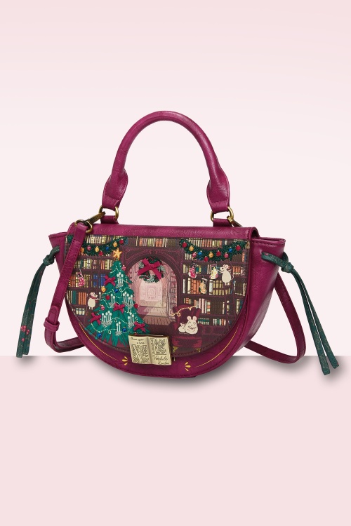 Vendula - Vendula Christmas Library Winged Top Handle tas in bordeauxrood 3