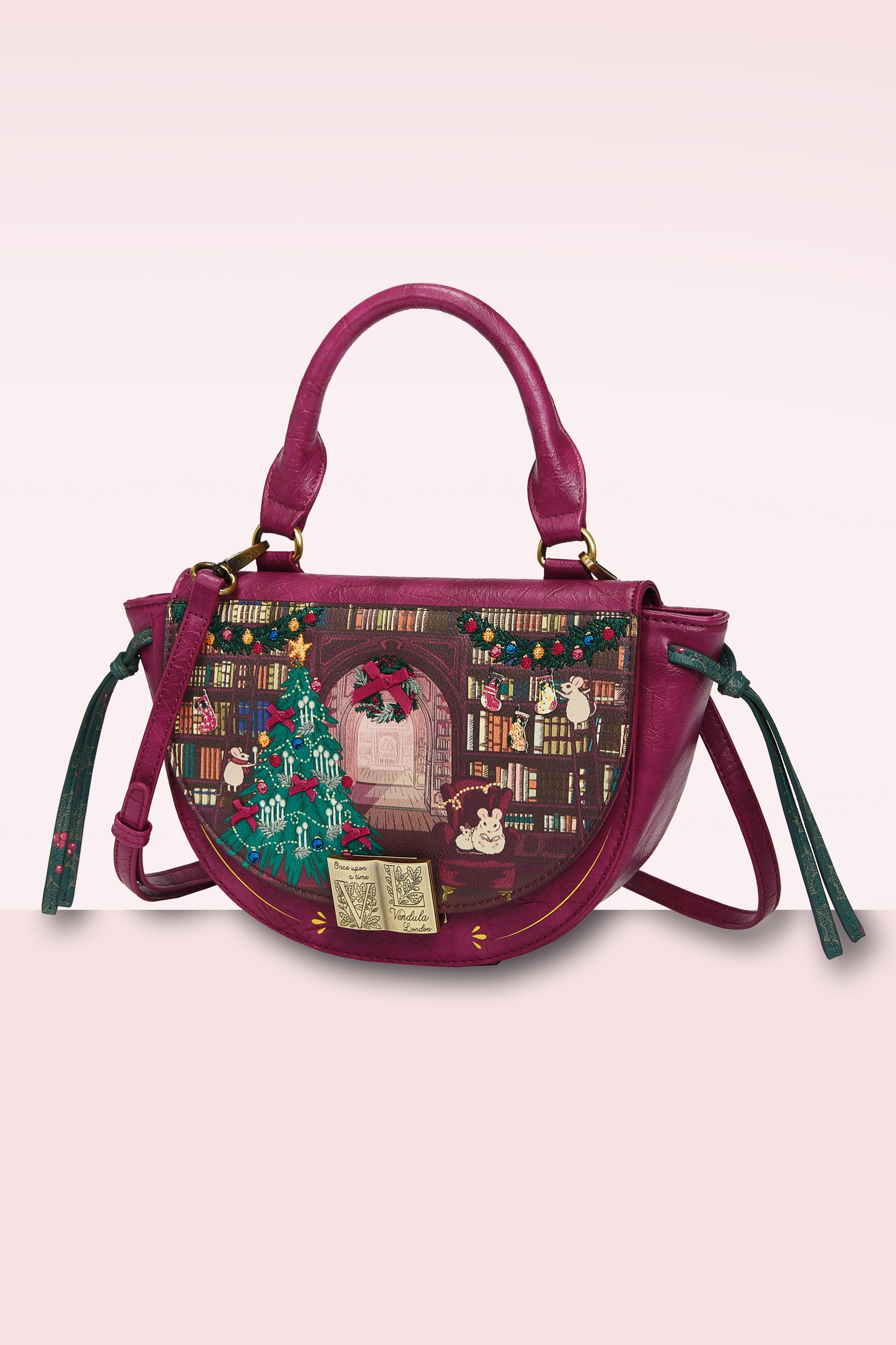 Vendula - Vendula Christmas Library Winged Top Handle tas in bordeauxrood 3