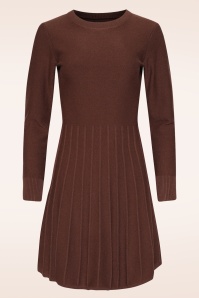 Smashed Lemon - Noelle gebreide a-lijn jurk in bruin 2
