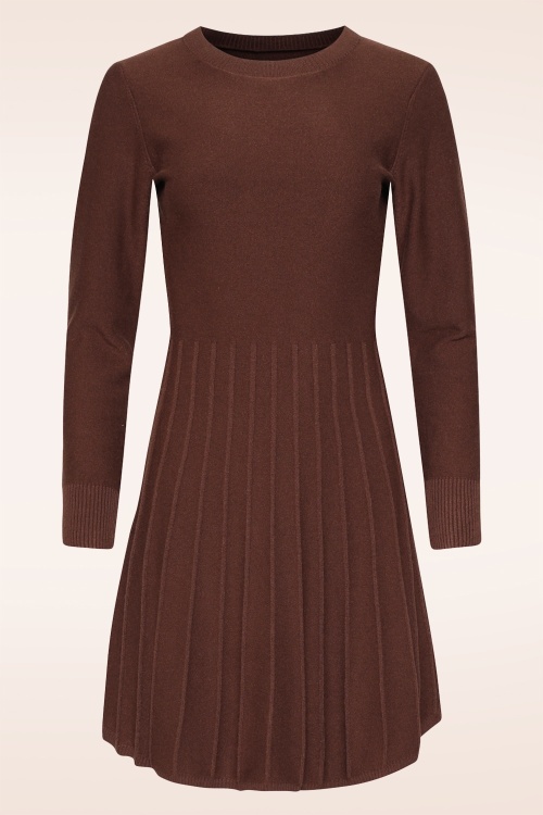 Smashed Lemon - Noelle gebreide a-lijn jurk in bruin 2