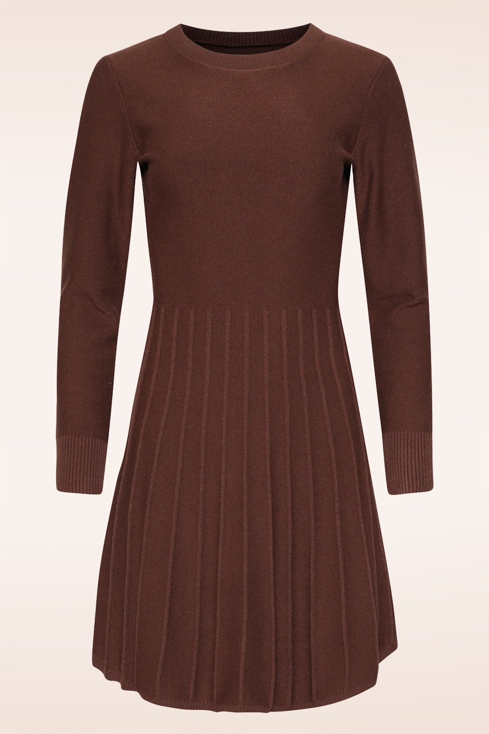 Smashed Lemon - Noelle gebreide a-lijn jurk in bruin 2