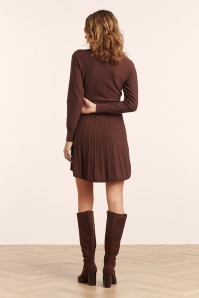 Smashed Lemon - Noelle gebreide a-lijn jurk in bruin 4