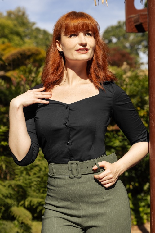 Topvintage Boutique Collection - Topvintage Exclusive ~ Katty blouse in zwart