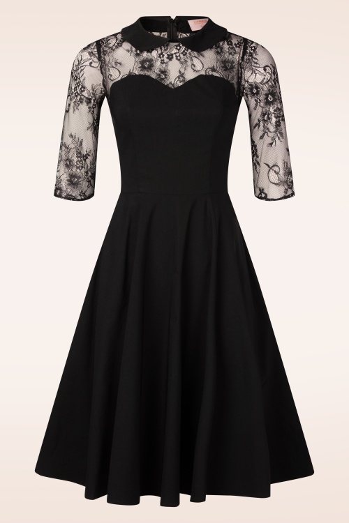 Topvintage Boutique Collection - Topvintage Exclusive ~ Ella Lace swing jurk in zwart 2