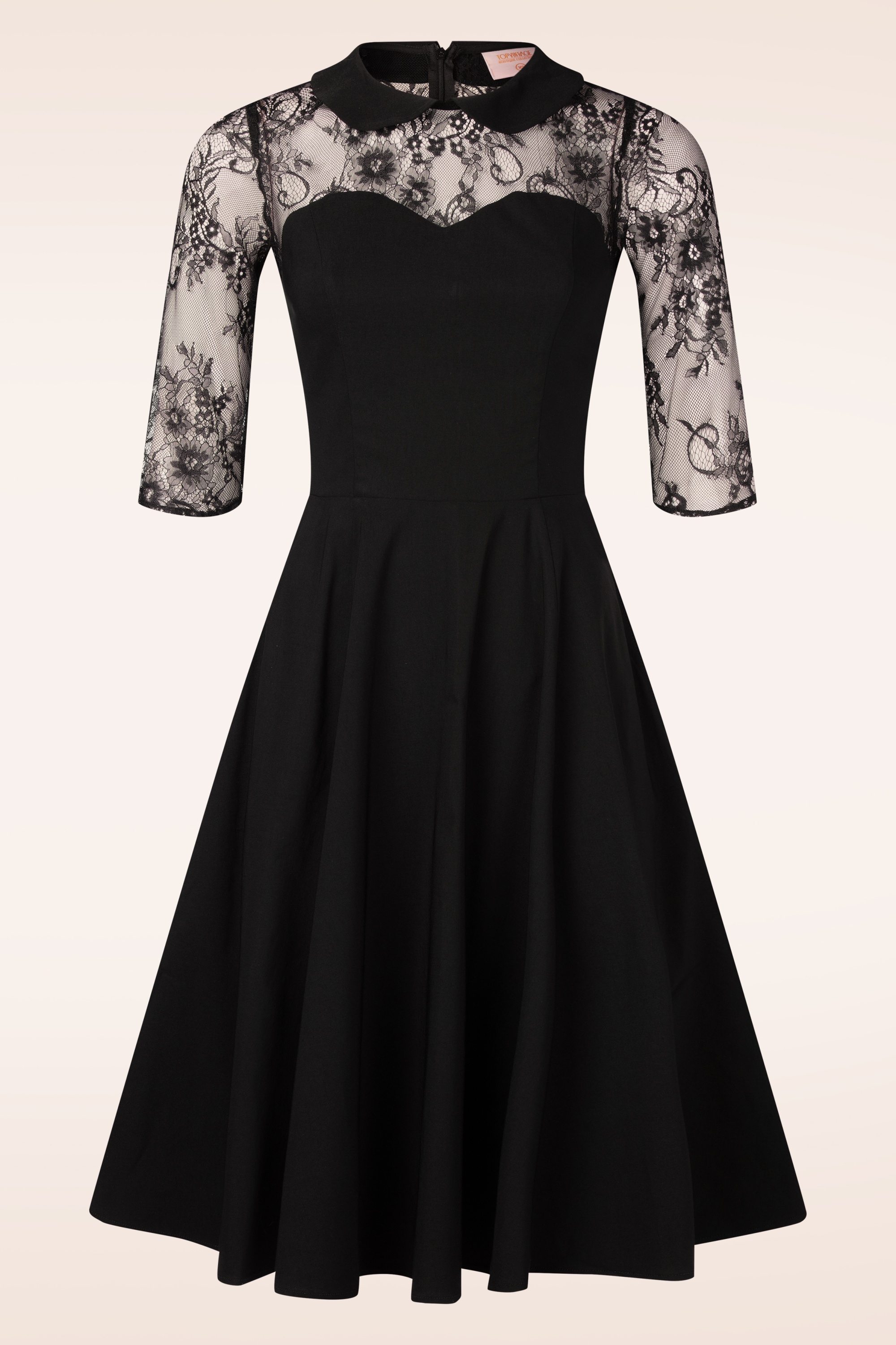Topvintage Boutique Collection - Topvintage Exclusive ~ Ella Lace swing jurk in zwart 2