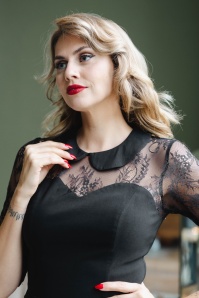 Topvintage Boutique Collection - Topvintage Exclusive ~ Ella Lace swing jurk in zwart 3