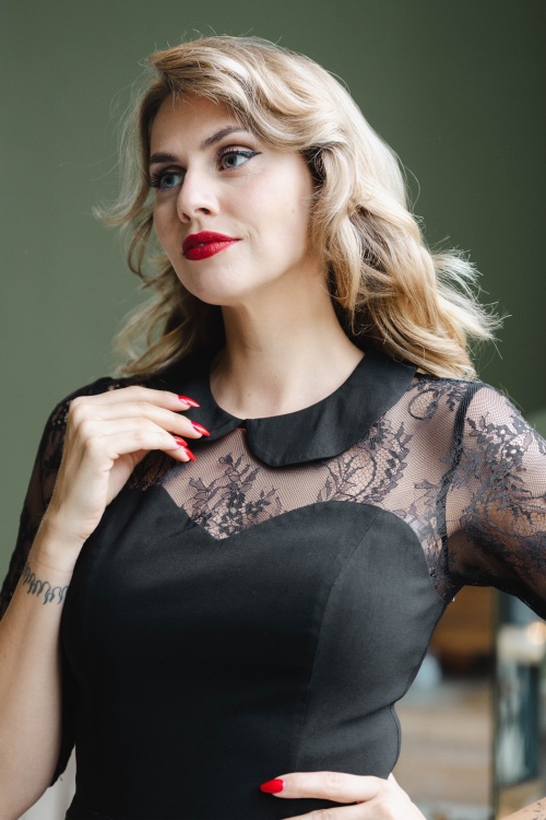 Topvintage Boutique Collection - Topvintage Exclusive ~ Ella Lace swing jurk in zwart 3