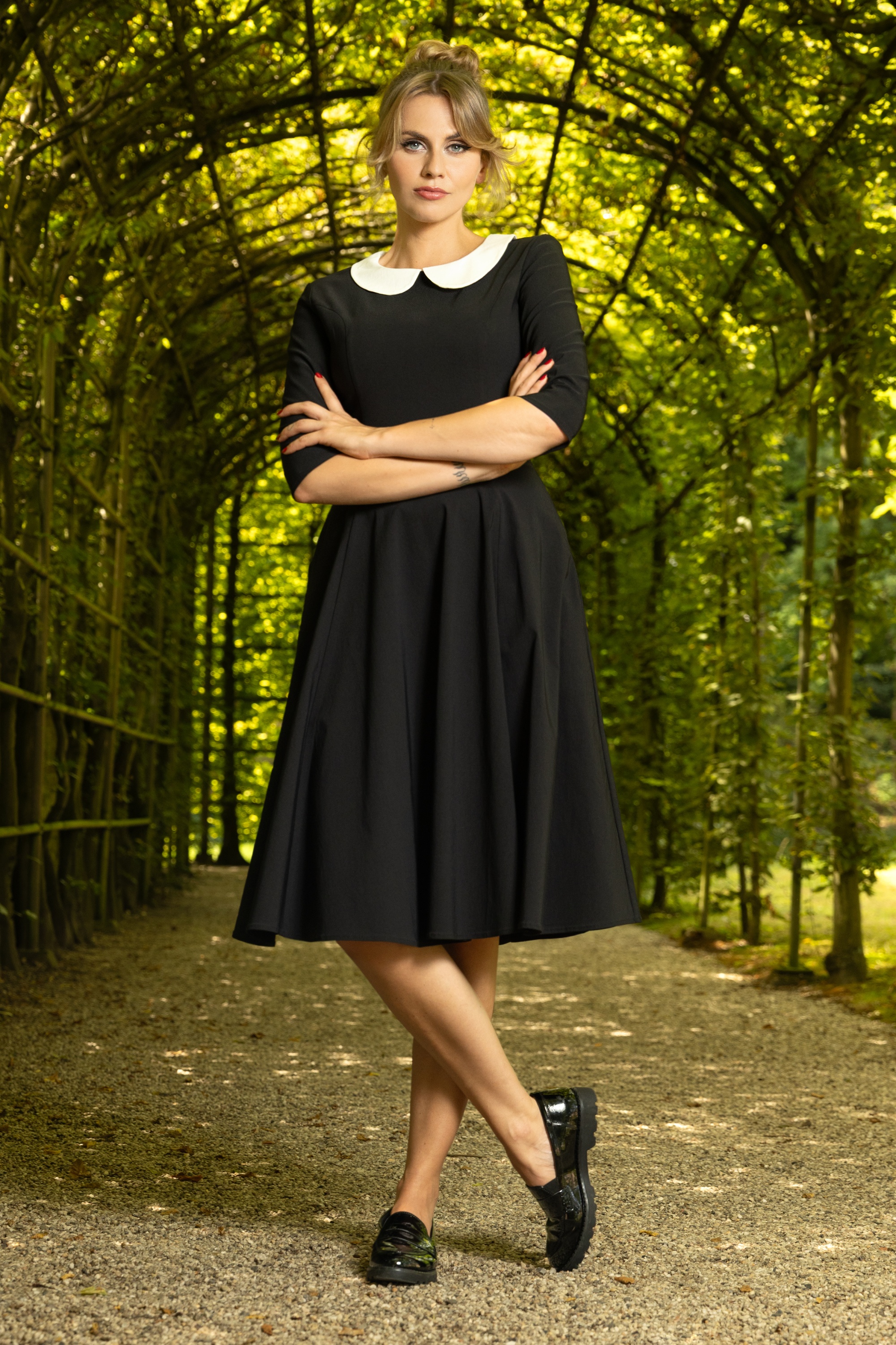 Topvintage Boutique Collection - Topvintage Exclusive ~ Wednesday swing jurk in zwart 4