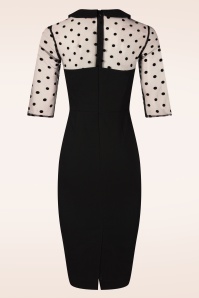 Topvintage Boutique Collection - Topvintage Exclusive ~ Ella Mesh pencil jurk in zwart 4