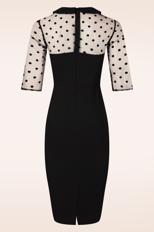 Topvintage Boutique Collection - Topvintage Exclusive ~ Ella Mesh pencil jurk in zwart 4