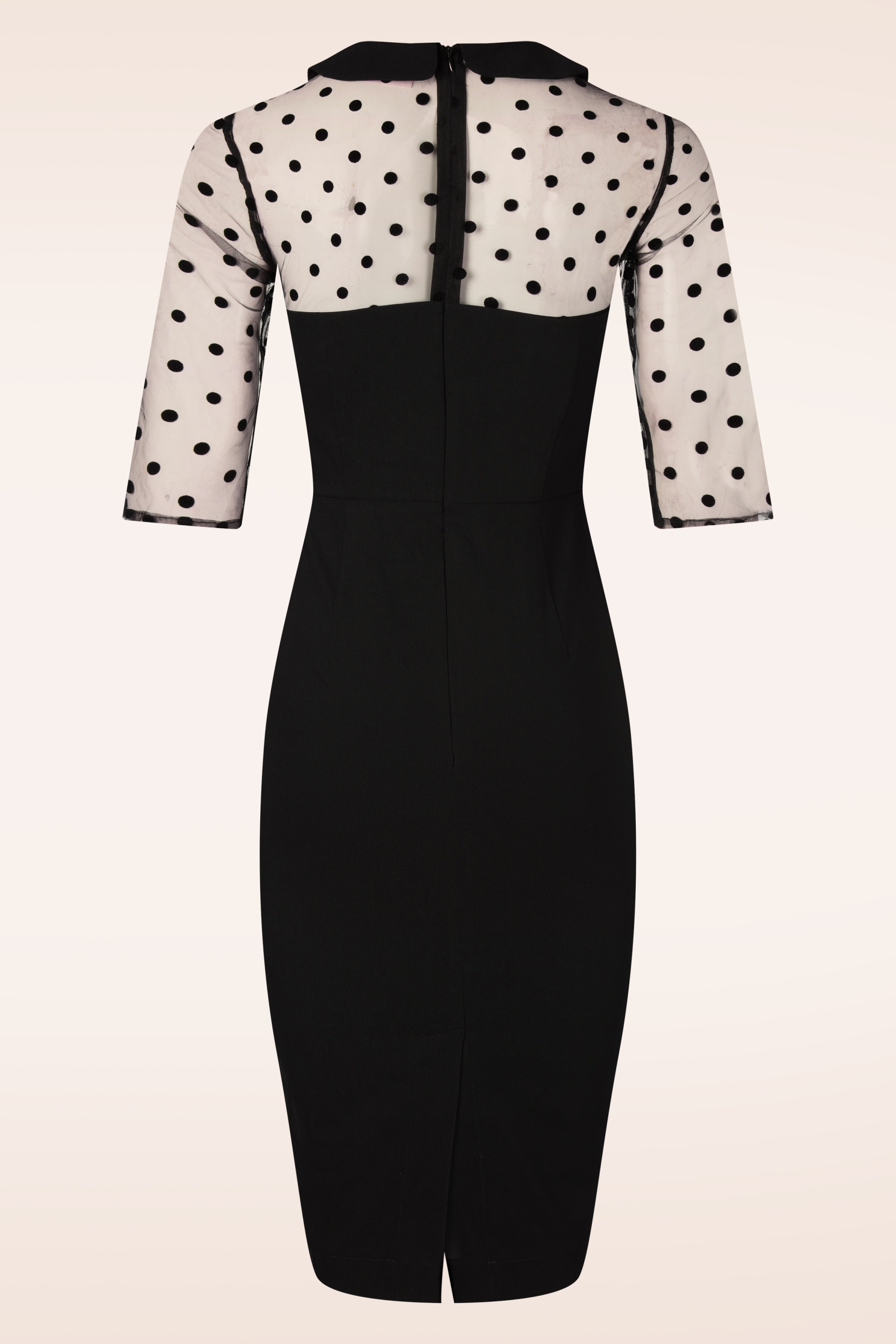 Topvintage Boutique Collection - Topvintage Exclusive ~ Ella Mesh pencil jurk in zwart 4