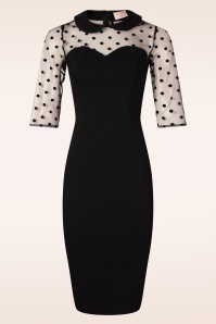 Topvintage Boutique Collection - Topvintage Exclusive ~ Ella Mesh pencil jurk in zwart 2