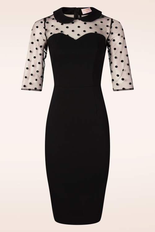 Topvintage Boutique Collection - Topvintage Exclusive ~ Ella Mesh pencil jurk in zwart 2