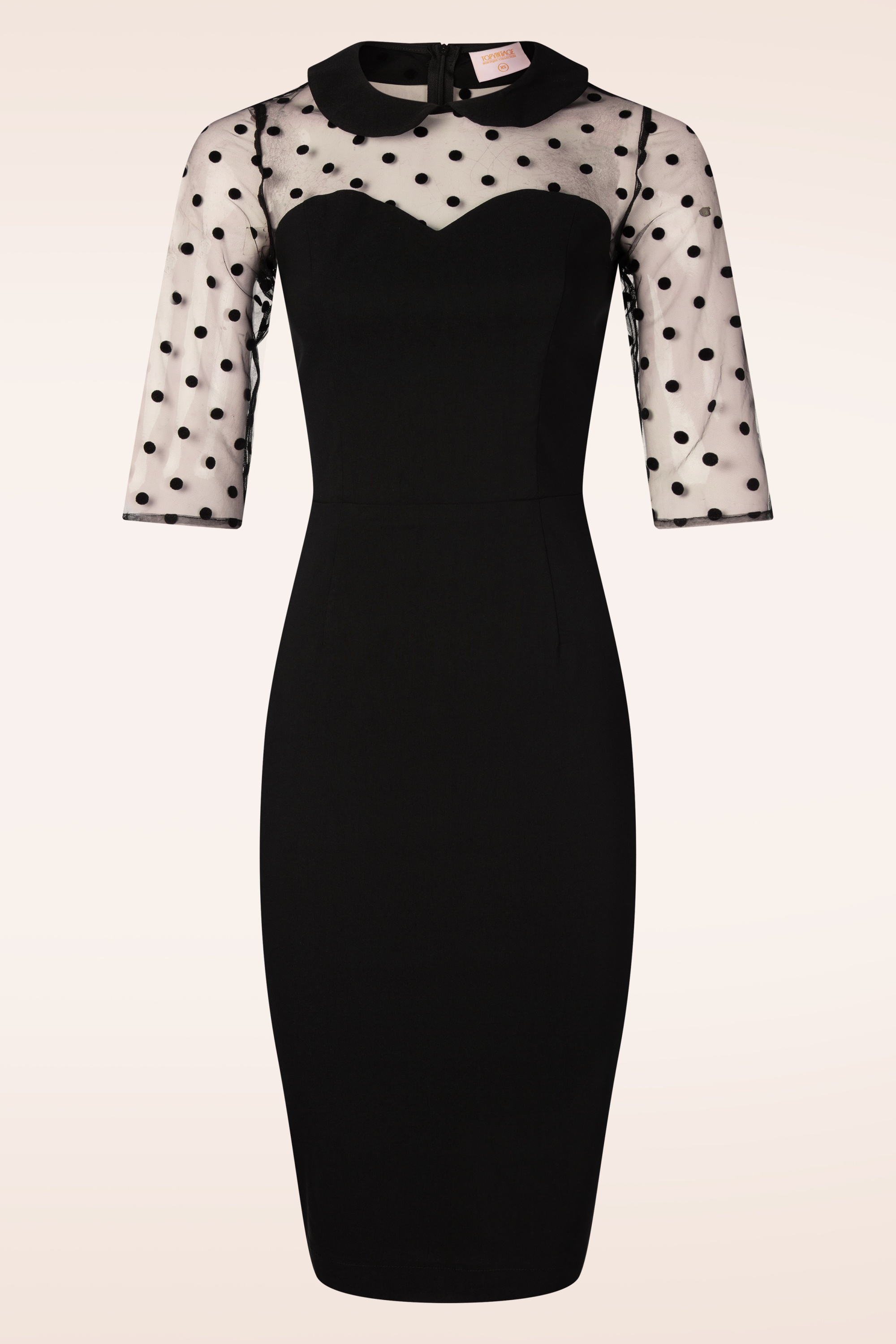 Topvintage Boutique Collection - Topvintage Exclusive ~ Ella Mesh pencil jurk in zwart 2