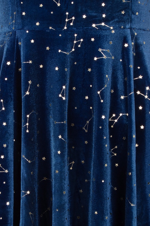 Topvintage Boutique Collection - Topvintage exclusive ~ Adriana zodiac signs swing jurk in marineblauw 3