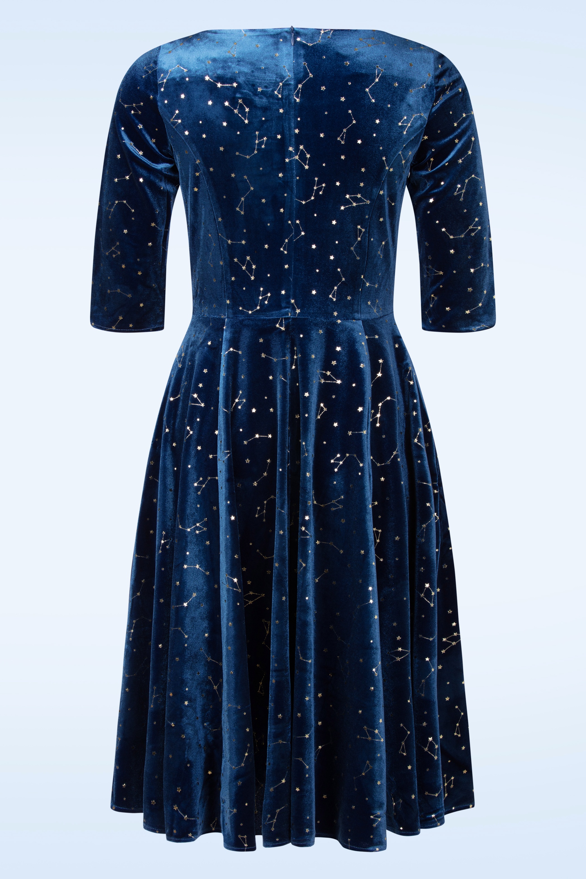 Topvintage Boutique Collection - Topvintage exclusive ~ Adriana zodiac signs swing jurk in marineblauw 4