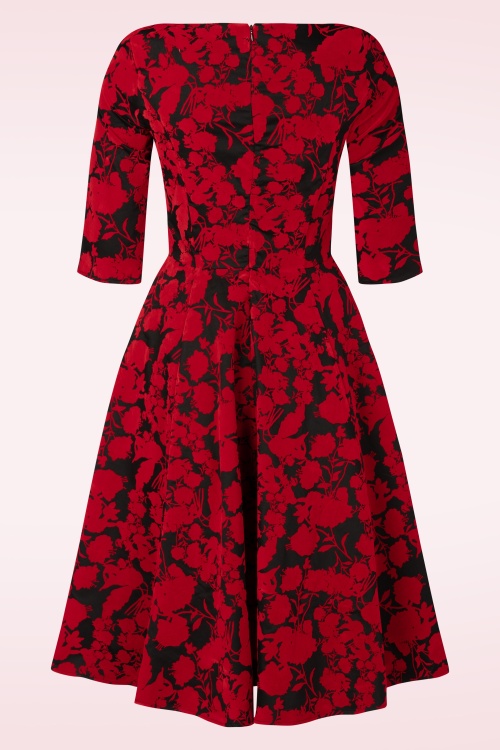 Topvintage Boutique Collection - Topvintage exclusive ~ Adriana flock swing jurk in rood en zwart 2