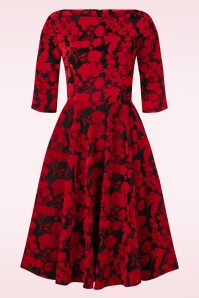 Topvintage Boutique Collection - Topvintage exclusive ~ Adriana flock swing jurk in rood en zwart 7
