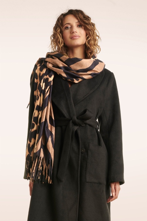 Smashed Lemon - Mira sjaal in zwart en bruin 2