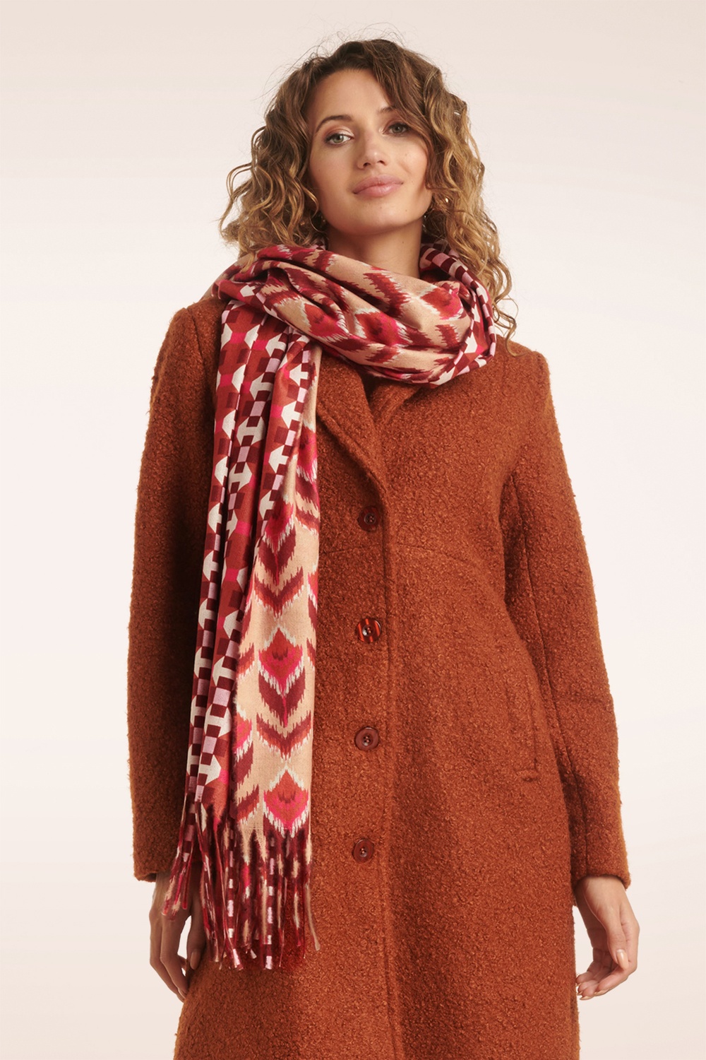 Smashed Lemon - Mona sjaal in beige en multi 2