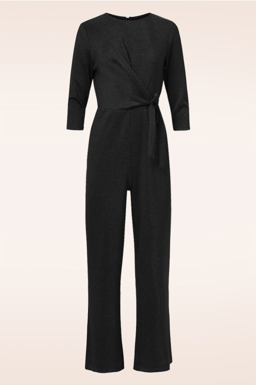 Smashed Lemon - Linda Sparkling jumpsuit in zwart 2