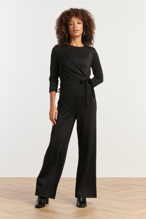 Smashed Lemon - Linda Sparkling jumpsuit in zwart