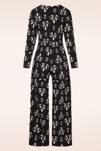 Smashed Lemon - Belinda jumpsuit in zwart en gebroken wit 4