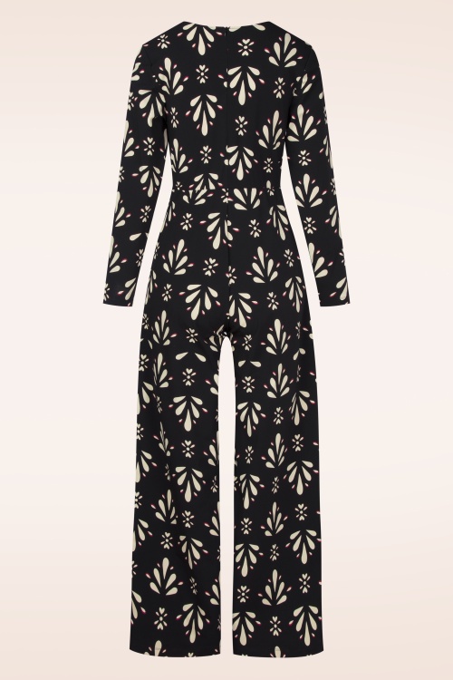 Smashed Lemon - Belinda jumpsuit in zwart en gebroken wit 4