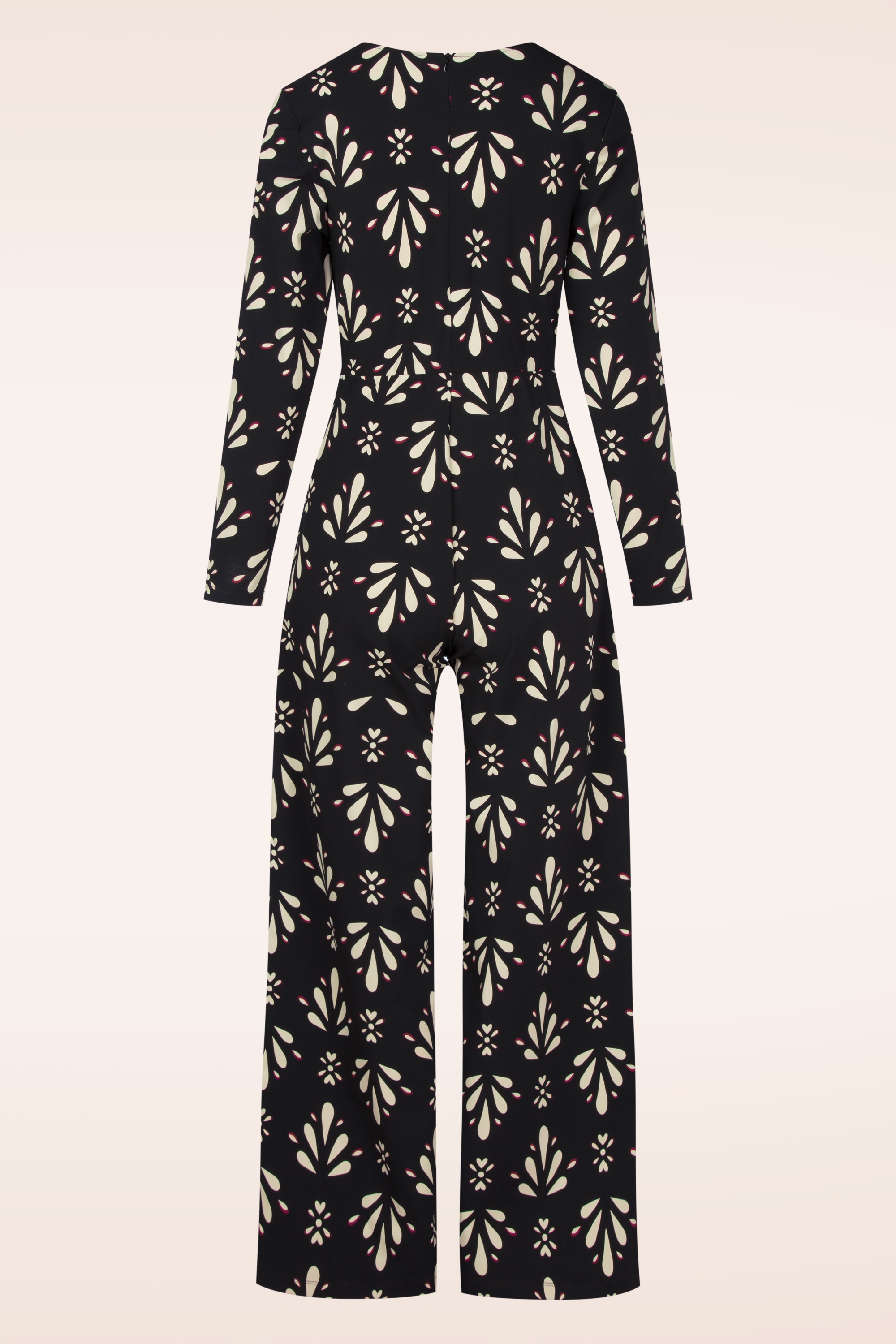 Smashed Lemon - Belinda jumpsuit in zwart en gebroken wit 4