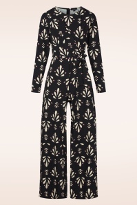 Smashed Lemon - Belinda jumpsuit in zwart en gebroken wit 2