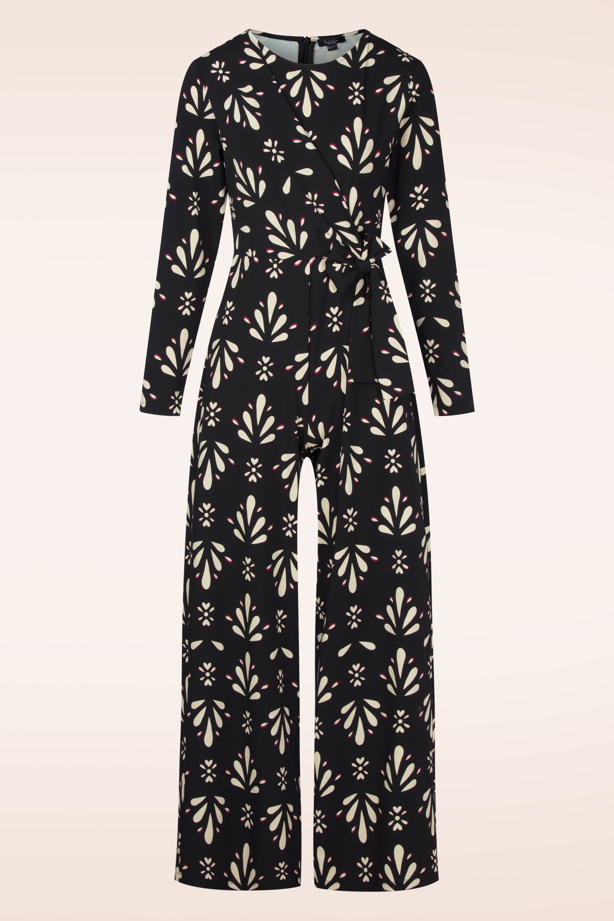 Smashed Lemon - Belinda jumpsuit in zwart en gebroken wit 2