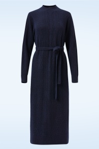 Smashed Lemon - Josie Maxi gebreide jurk in navy 2