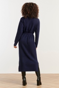 Smashed Lemon - Josie Maxi gebreide jurk in navy 4