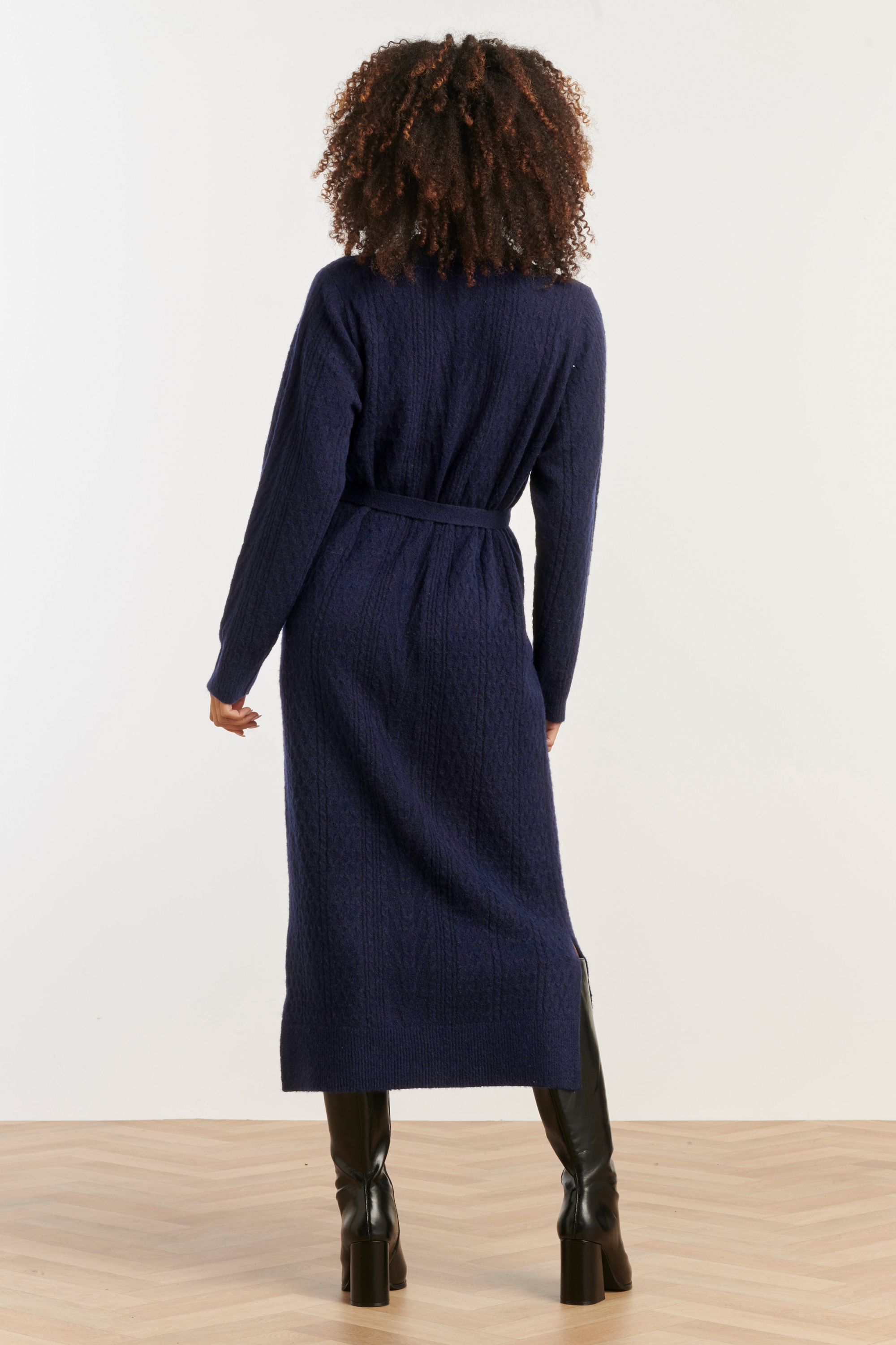 Smashed Lemon - Josie Maxi gebreide jurk in navy 4