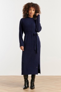 Smashed Lemon - Josie Maxi gebreide jurk in navy 6