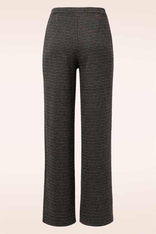 Smashed Lemon - Norah Houndstooth pantalon in zwart en zand 4